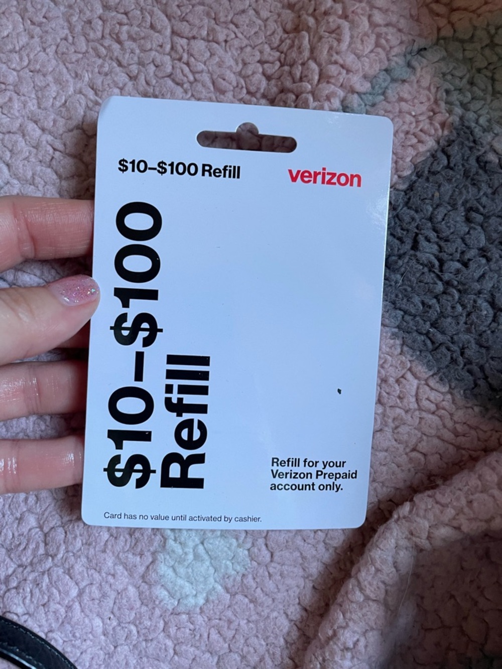 Unused Verizon $100 Prepaid account Refill Card